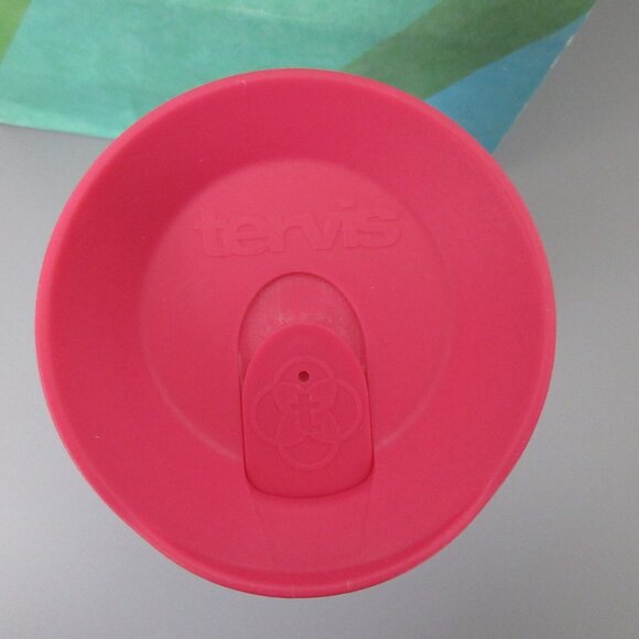 Tervis 24 oz. Tumbler Ron Jon SURF PINK Logo Ribbon Wrap with Pink Travel Lid - Picture 3 of 6